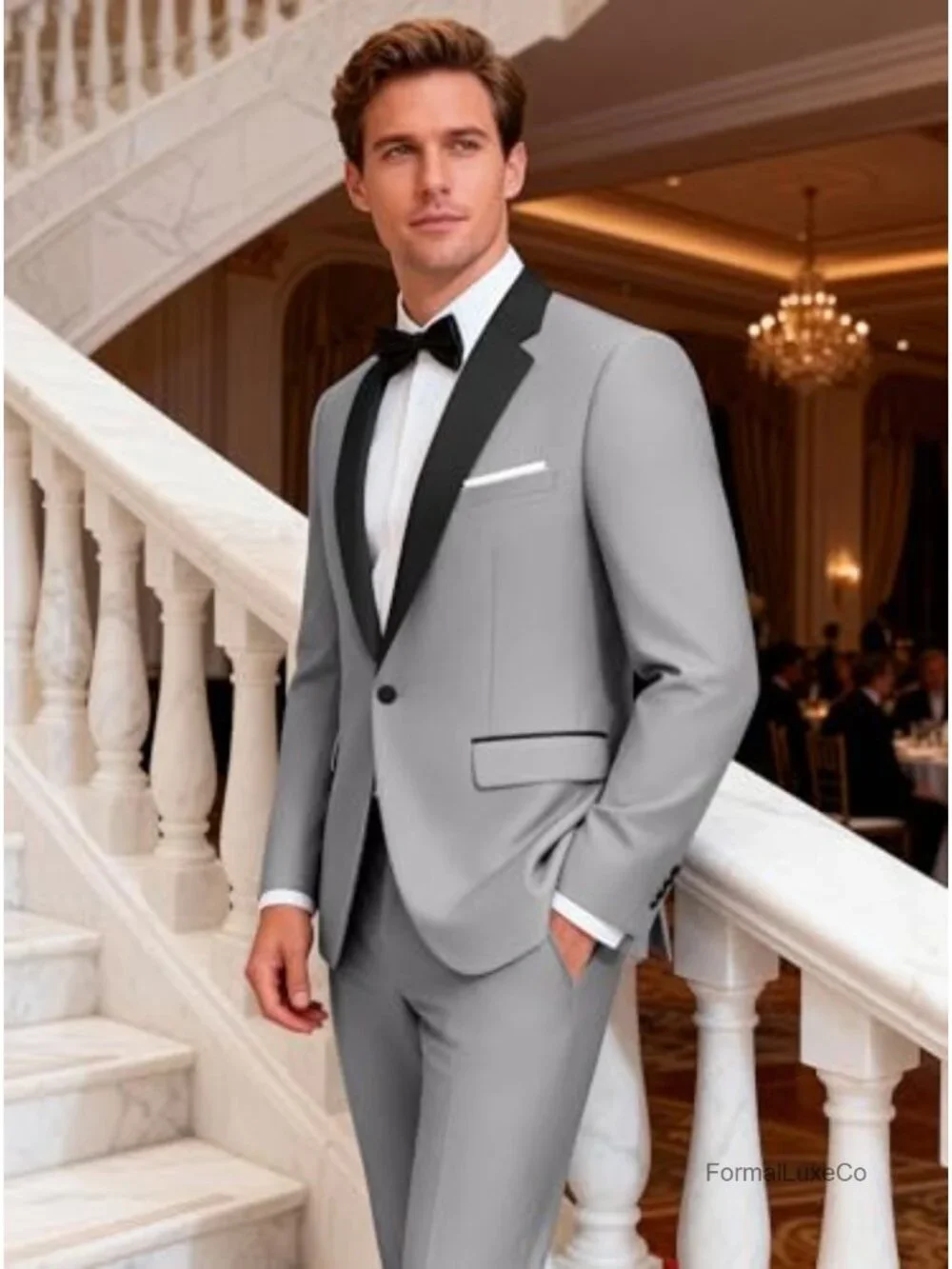 Men's 2 Piece Slim Fit Suit Set One Button Blazer Pants Tuxedo Wedding Prom